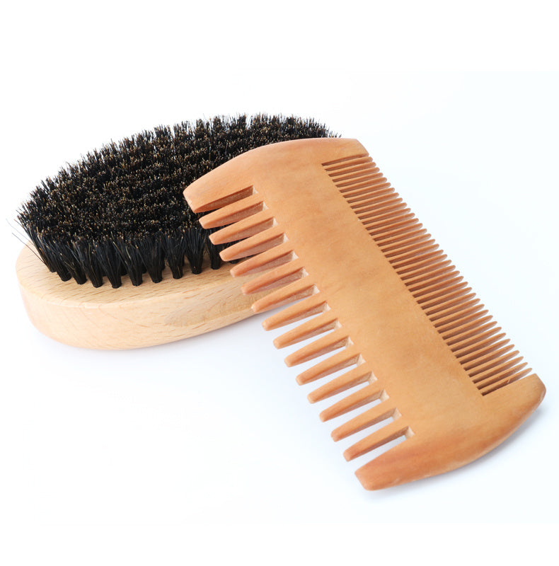 Beard Brush with Pig Bristles and Cloth Bag Combination for Men - Combo Stylish Mane Maintenance beard brush cloth bag