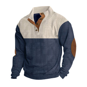 Mens Corduroy Long Sleeve Shirt Casual Button Up Polyester Top Plus Size - Teleplus