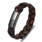 Men’s Fashion Stainless Steel Leather Bracelet - Men’s Fashion Stainless Steel Leather Bracelet Brown