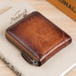 Men’s Genuine Layer Cowhide Leather Wallet in Solid Blue or Brown for the United States - First Minimalist Macho Men