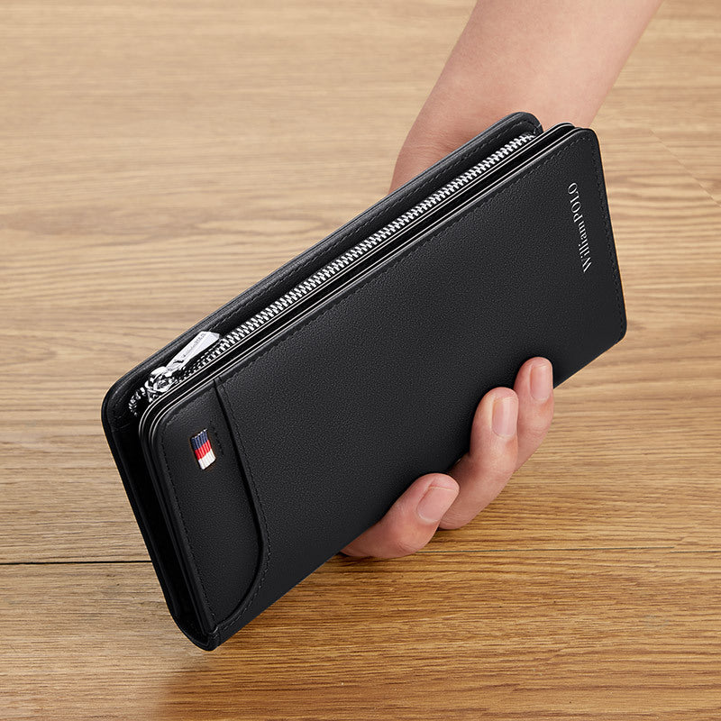 Men’s Genuine Leather Clutch with Cross Pattern and Real Cowhide in the United States - Wallet With And Class united