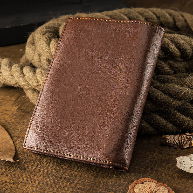 Men’s Handmade Literary Vertical Leather Wallet - Men’s Literary Wallet Perfect for Bookish Bankers