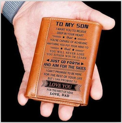 Personalized Never Lost Three-Fold Wallet for Son and Grandson in the United States - Men’s Leather Sons Who Lose