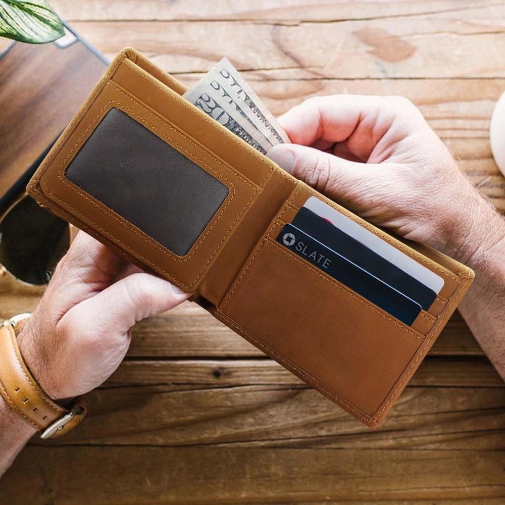 Personalized Never Lost Three-Fold Wallet for Son and Grandson in the United States - Men’s Leather Sons Who Lose