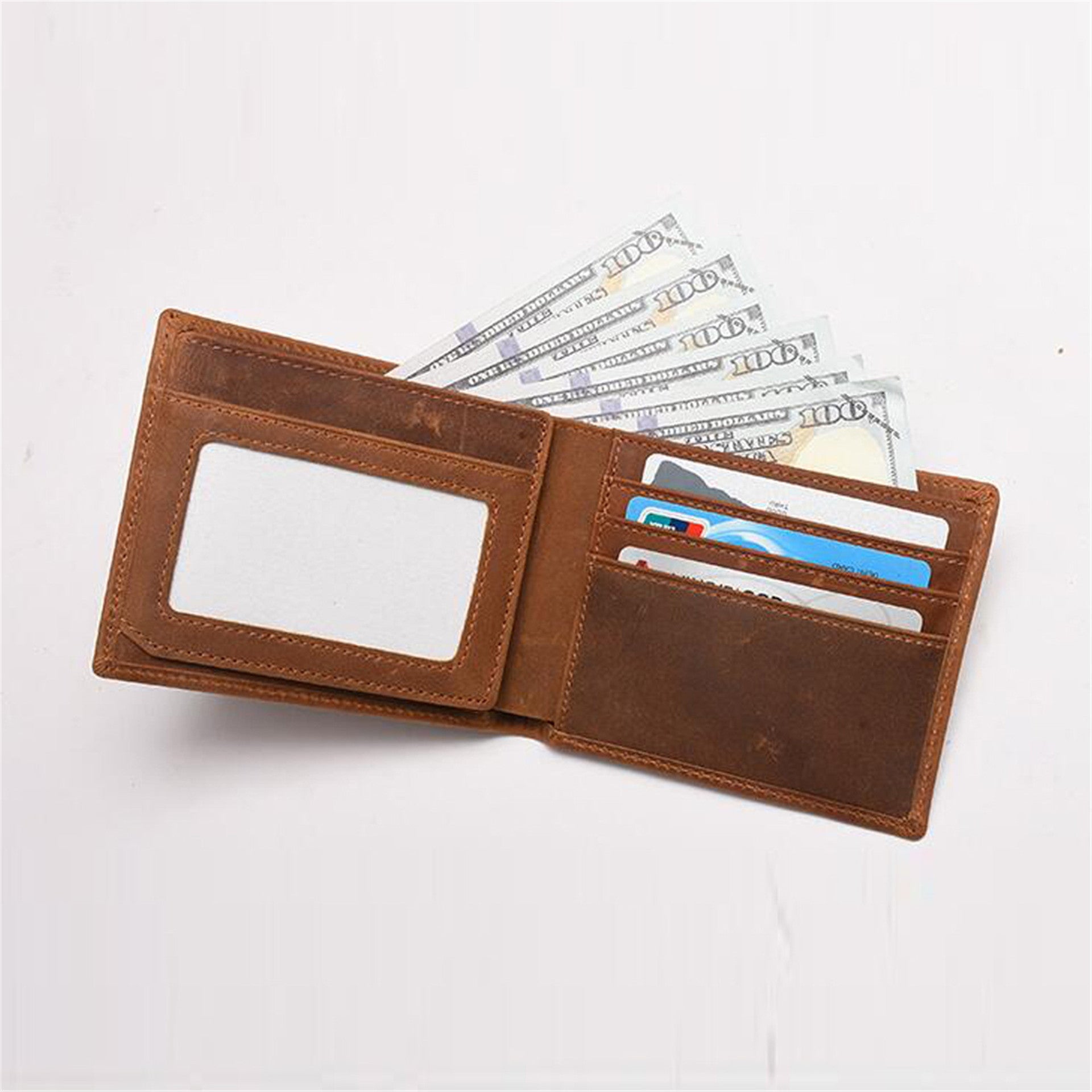 Men’s Leather Laser Carving Letter Wallet - Men’s Leather Wallet for Sons Who Never Lose