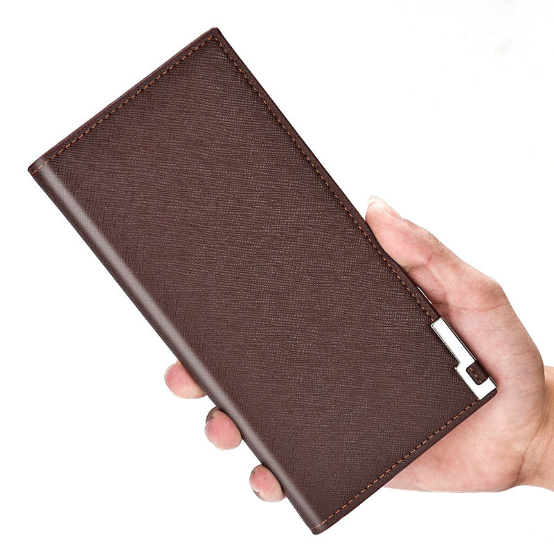 Leather Long Card Case Wallet in Blue Black or Brown Vertical Square Style - Men’s for Classy Goofballs leather long