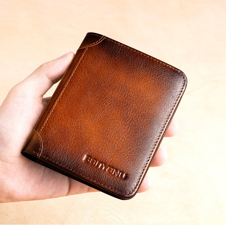 Men’s Leather Wallet in Cowhide for United States Shipping with CHF Discount - Big Little Guys Dreams united states chf