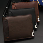Men’s Leather Wallet Short Card Holder with Coin Pocket and Cash Storage - Teleplus leather wallet short card holder