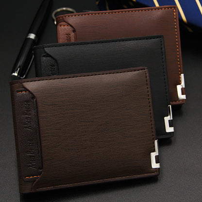 Men’s Leather Wallet Short Card Holder with Coin Pocket and Cash Storage - Teleplus leather wallet short card holder