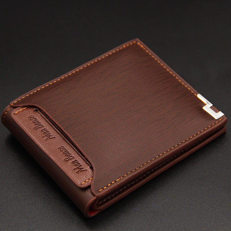 Men’s Leather Wallet Short Card Holder with Coin Pocket and Cash Storage - Teleplus leather wallet short card holder