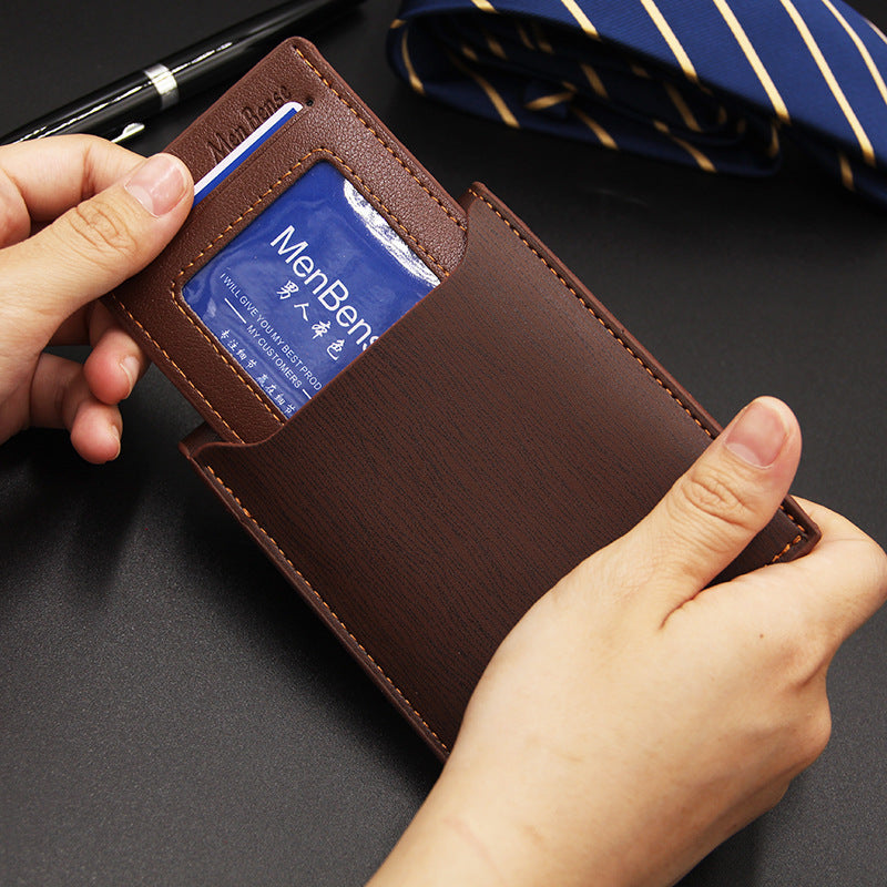 Men’s Leather Wallet Short Card Holder with Coin Pocket and Cash Storage - Teleplus leather wallet short card holder