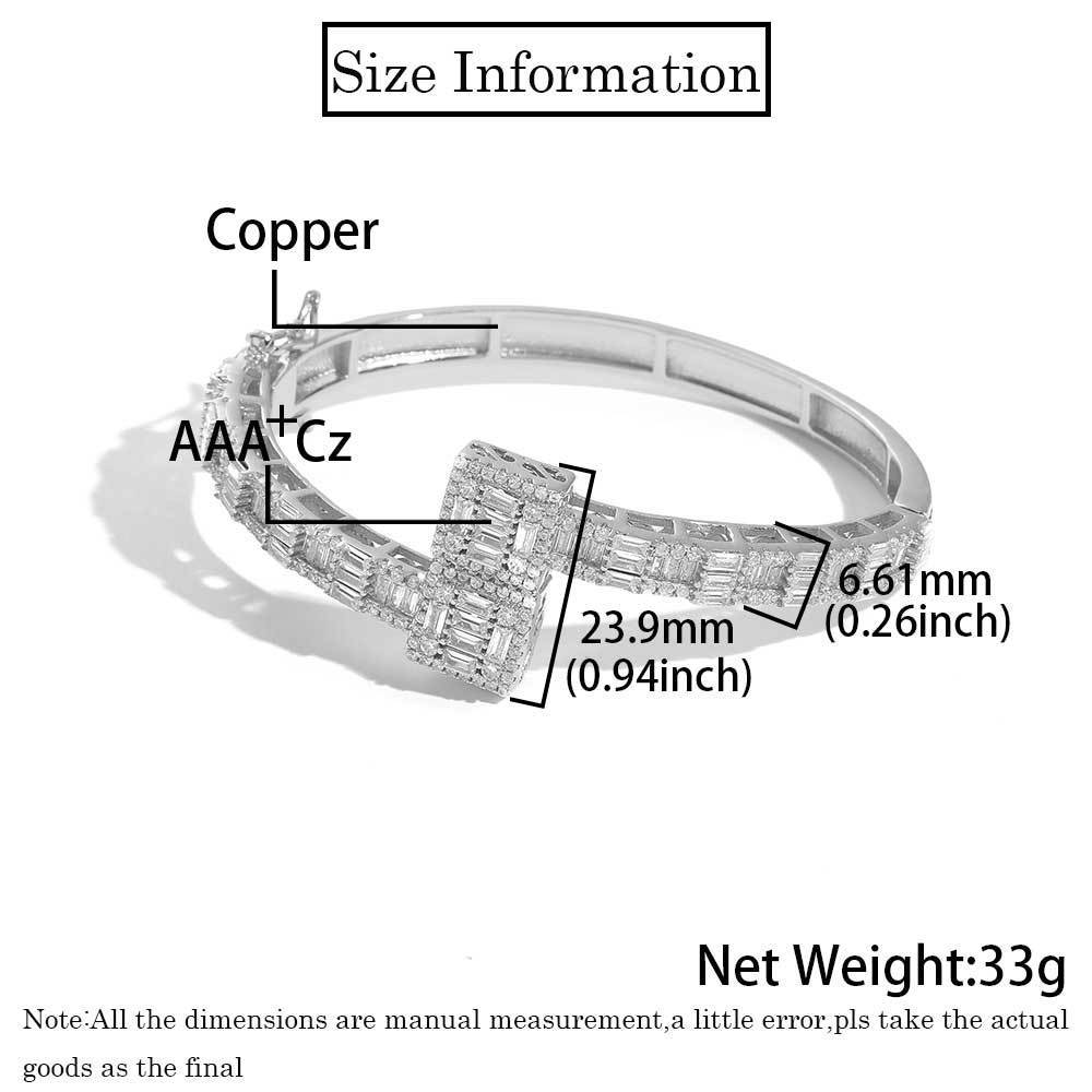 Men’s Mixed Inlaid T-Square Zircon Bracelet - Men’s Mixed Inlaid T-Square Zircon Bracelet