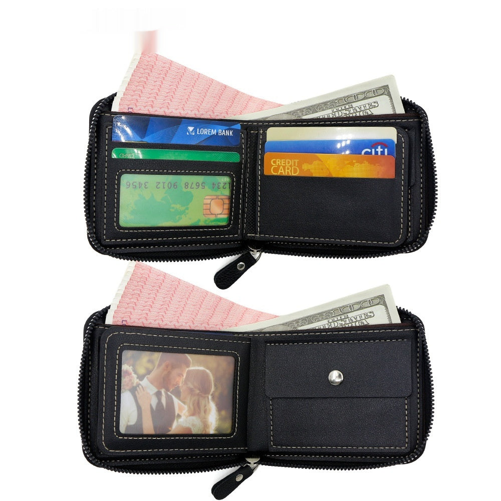 Mens PU Leather Bifold Wallet Slim Card Holder with Polyester Lining