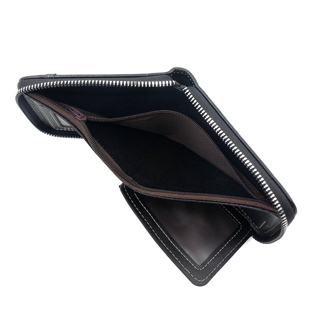 Mens PU Leather Bifold Wallet Slim Card Holder with Polyester Lining