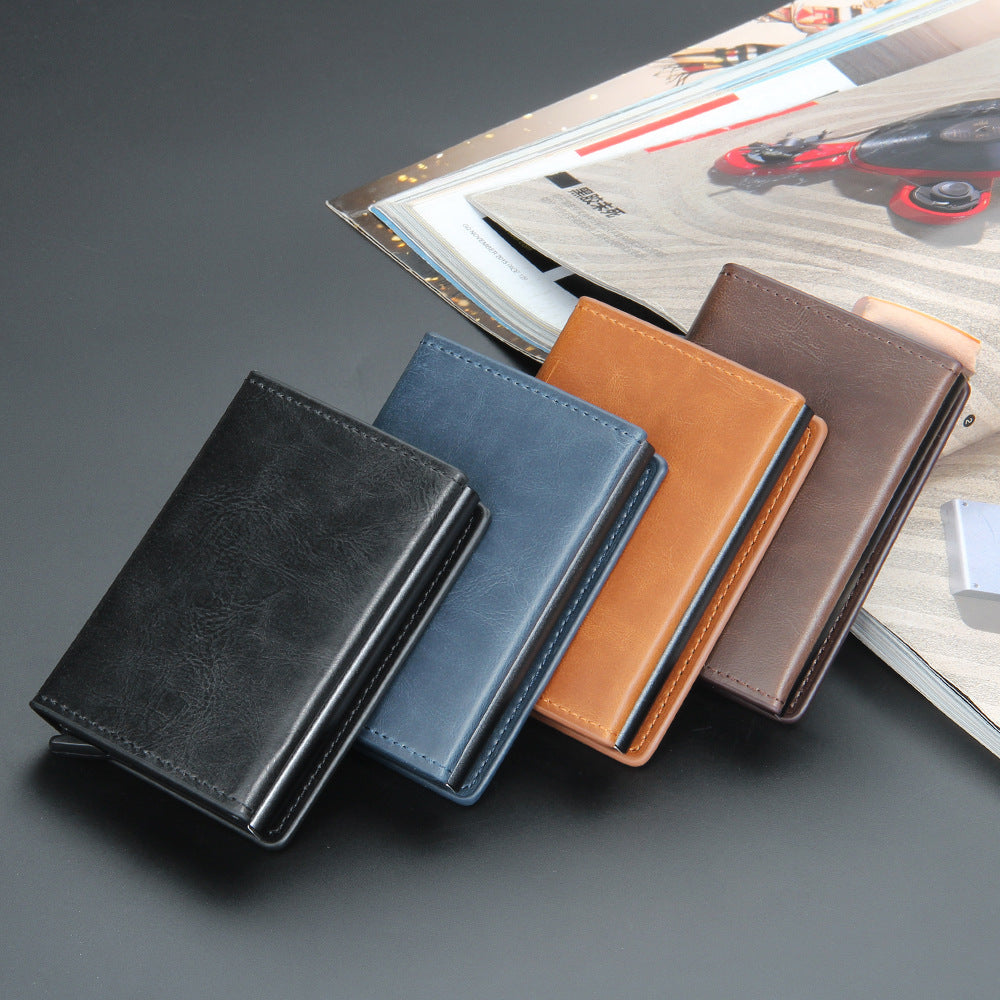 Men’s PU Leather Card Holder with Anti-Theft RFID Blocking in Multiple Colors - Teleplus Block leather card holder rfid