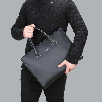 Mens PU Leather Handbag Large Zipper Tote Messenger Shoulder Bag Solid Color - Teleplus