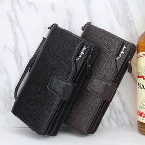 Men’s PU Leather Wallet with Zipper Card Holder and Coin Pocket in United States - Clutch Like a Boss Room for All