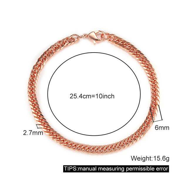 Men’s Pure Copper Bracelet Women’s Adjustable Cuban Chain Ring Lobster Buckle 6mm Scratch-resistant - Men’s