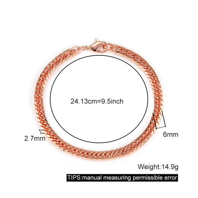 Men’s Pure Copper Bracelet Women’s Adjustable Cuban Chain Ring Lobster Buckle 6mm Scratch-resistant - Men’s