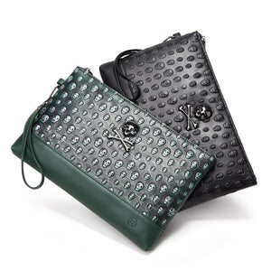 Mens Retro Geometric Wallet PU Leather Waterproof Travel Handbag Black Green