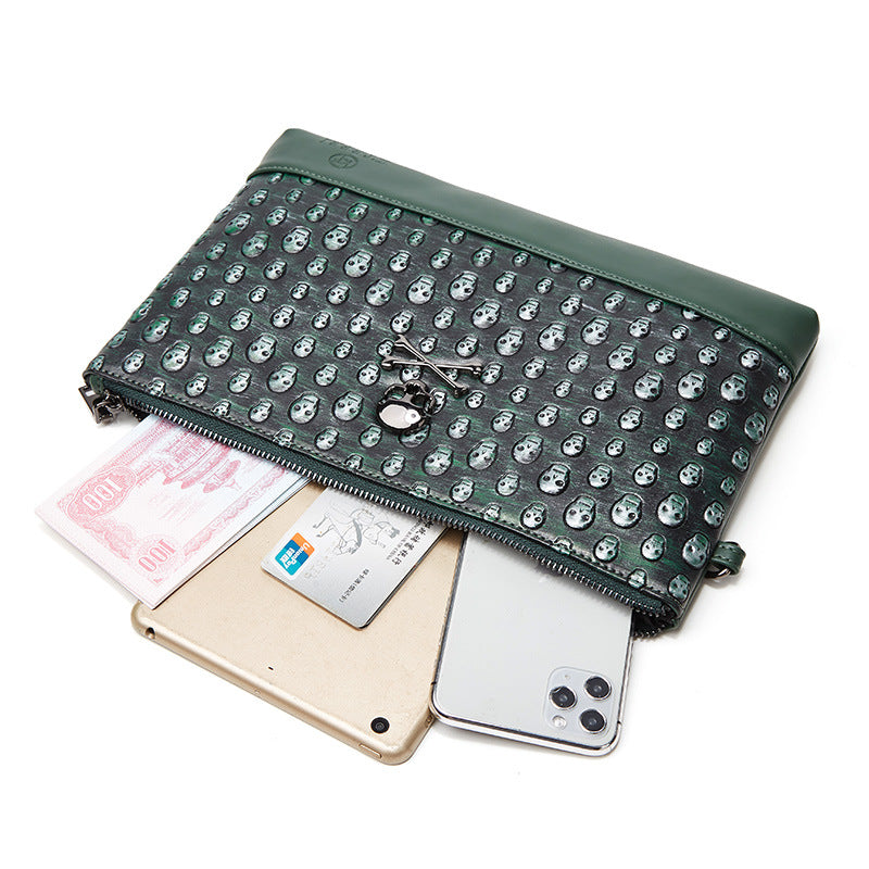 Mens Retro Geometric Wallet PU Leather Waterproof Travel Handbag Black Green