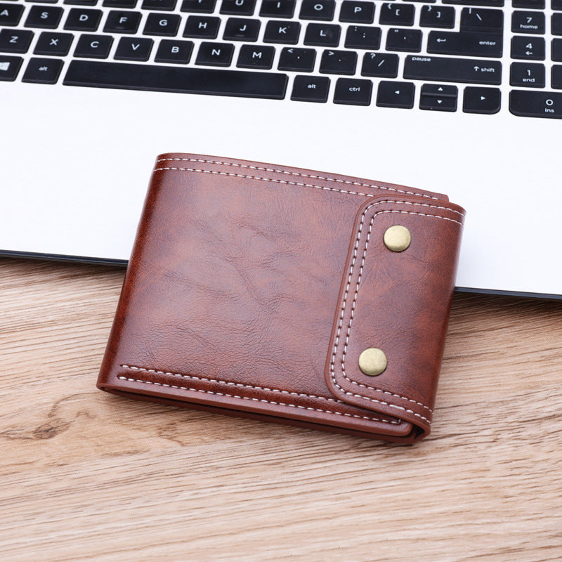 Men’s Short Button Purse with Secure Card and Bill Compartments - Wallet for Aficionados button purse short