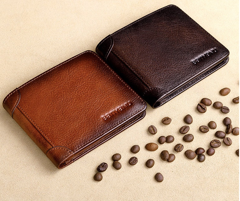 Men’s Short Leather Large-capacity Horizontal Wallet - Big for Small Pockets Stylishly Unburdened united states chf
