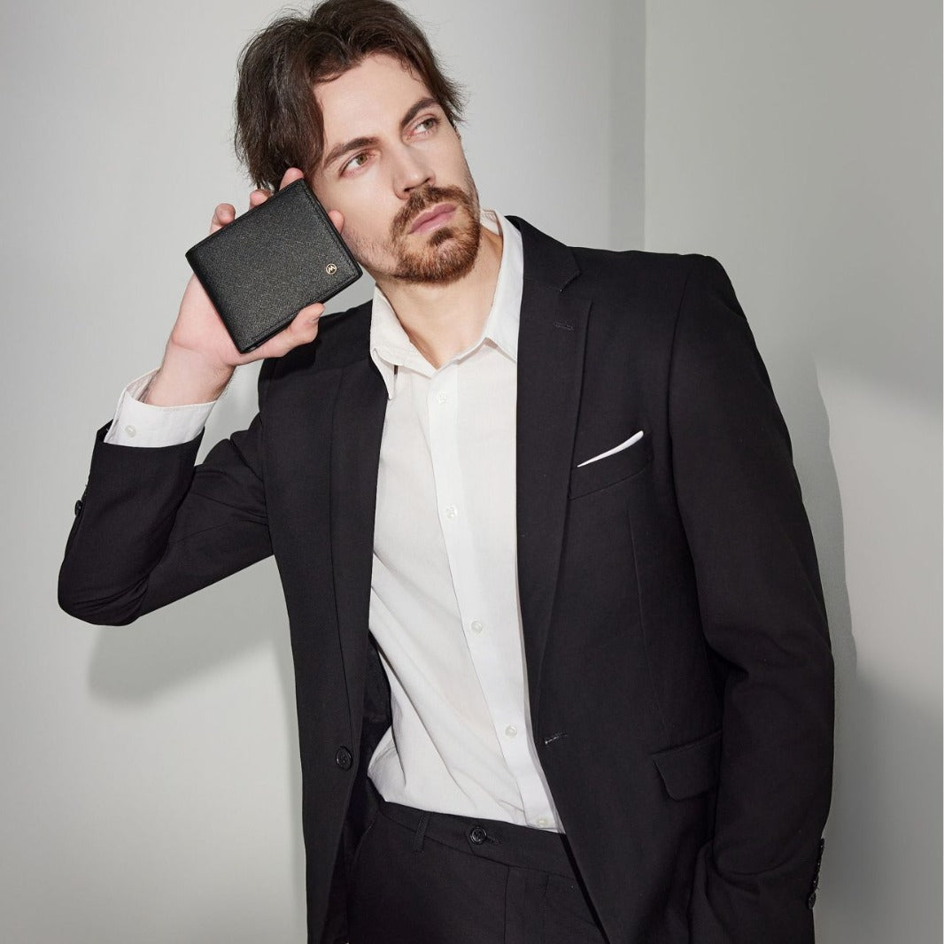 Mens Slim RFID Blocking Wallet PU Leather Minimalist Bifold Card Holder