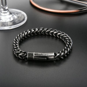 Men’s Stainless Steel Round Mill Simple Fashion Titanium Steel Vintage Bracelet - Men’s Titanium Steel Vintage