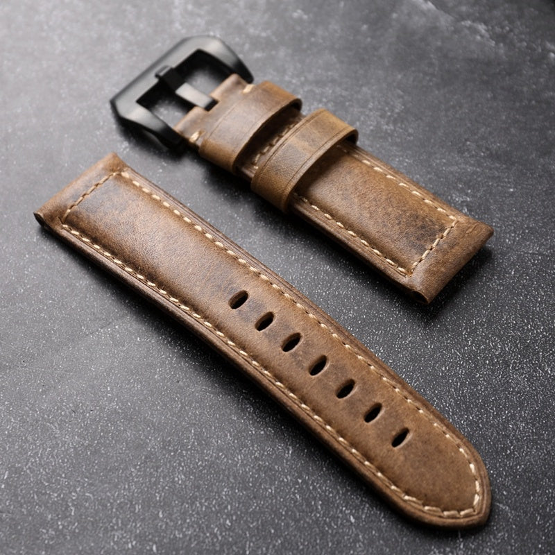 Men’s Vintage Top Layer Genuine Leather Strap - Men’s Vintage Leather Strap for Watches 20mm to 26mm