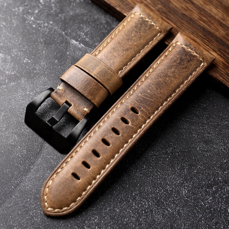 Men’s Vintage Top Layer Genuine Leather Strap - Men’s Vintage Leather Strap for Watches 20mm to 26mm