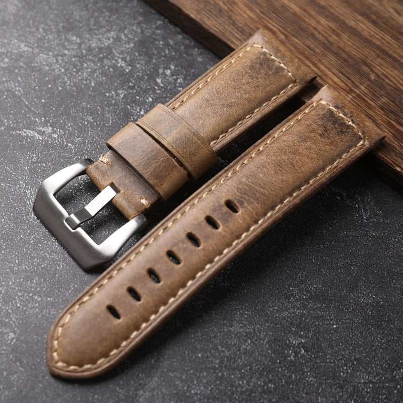 Men’s Vintage Top Layer Genuine Leather Strap - Men’s Vintage Leather Strap for Watches 20mm to 26mm