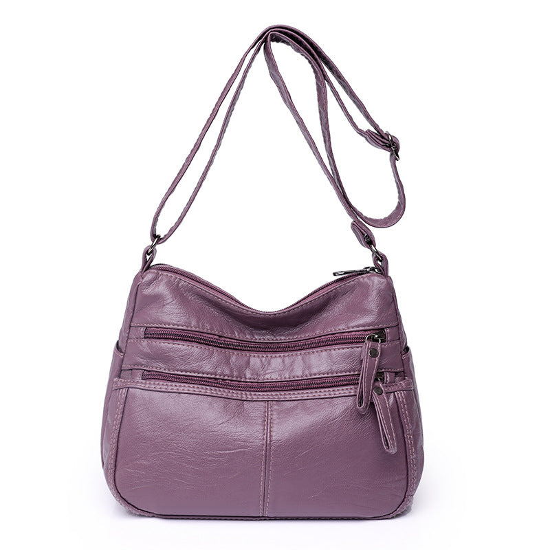 Messenger Bag Shoulder with Washed Soft Leather in Multiple Colors - Teleplus messenger bag shoulder washed soft leather