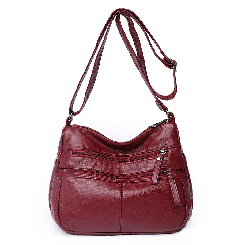 Messenger Bag Shoulder with Washed Soft Leather in Multiple Colors - Teleplus messenger bag shoulder washed soft leather