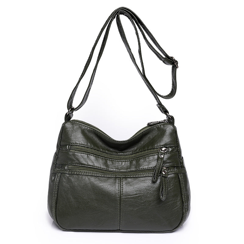 Messenger Bag Shoulder with Washed Soft Leather in Multiple Colors - Teleplus messenger bag shoulder washed soft leather