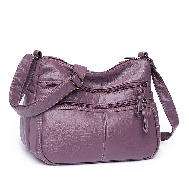 Messenger Bag Shoulder with Washed Soft Leather in Multiple Colors - Teleplus messenger bag shoulder washed soft leather
