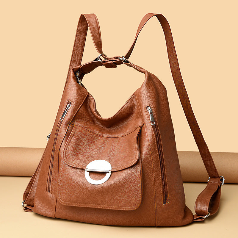 Messenger Bag with Double Shoulder Straps in Light Brown Black Silver or White - Strap Teleplus messenger bag