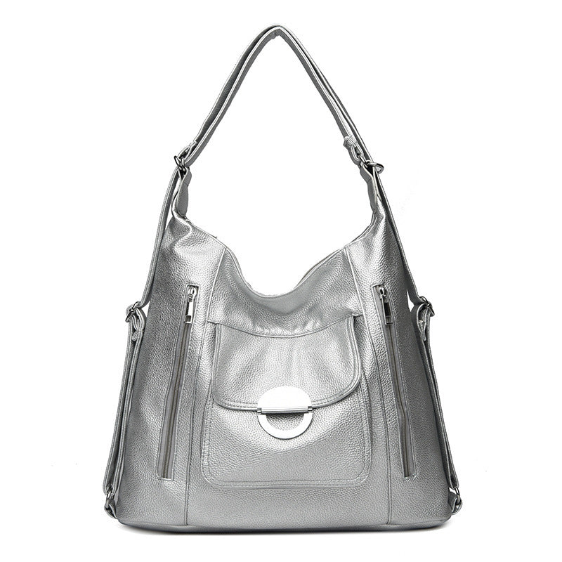 Messenger Bag with Double Shoulder Straps in Light Brown Black Silver or White - Strap Teleplus messenger bag