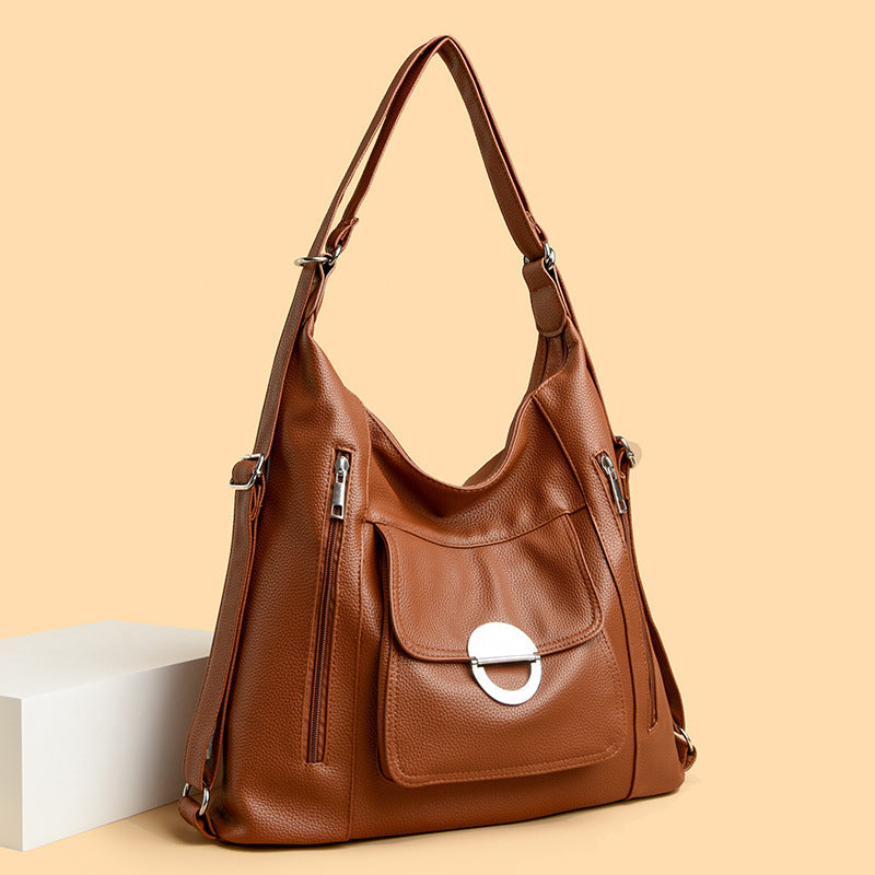 Messenger Bag with Double Shoulder Straps in Light Brown Black Silver or White - Strap Teleplus messenger bag