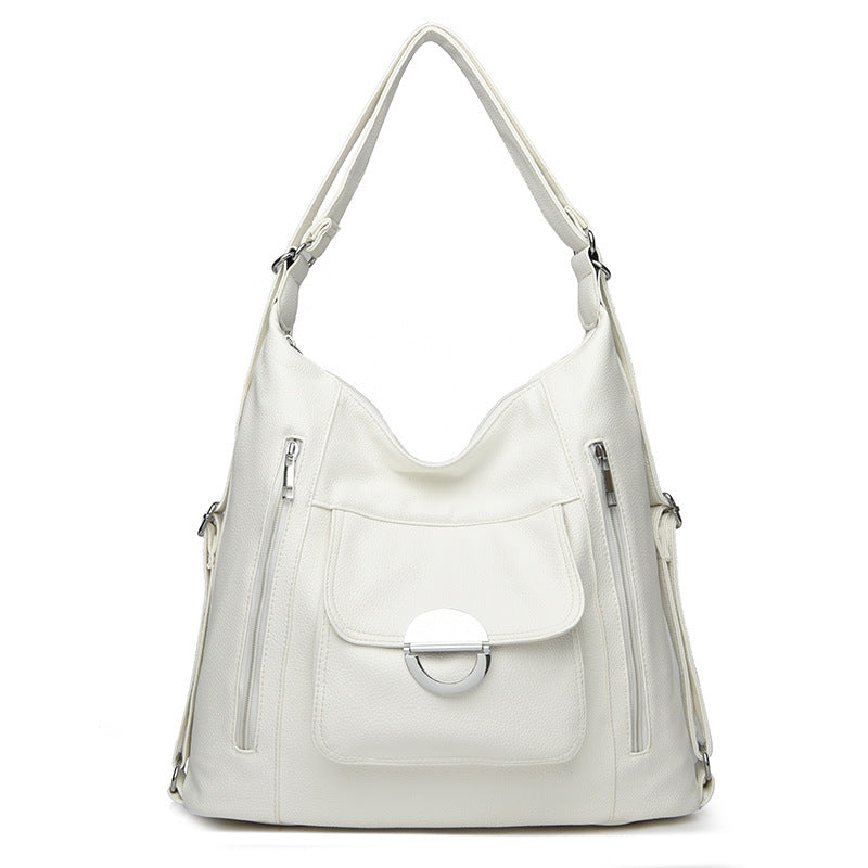 Messenger Bag with Double Shoulder Straps in Light Brown Black Silver or White - Strap Teleplus messenger bag