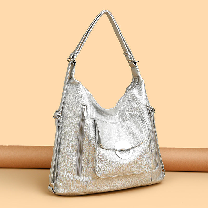 Messenger Bag with Double Shoulder Straps in Light Brown Black Silver or White - Strap Teleplus messenger bag