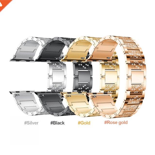 Metal Inlaid Diamond Watch Strap for Smart Watches in Multiple Colors - Teleplus smart watch metal inlaid diamond strap