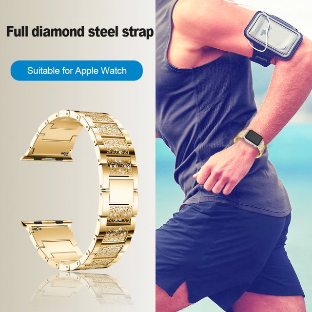 Metal Inlaid Diamond Watch Strap for Smart Watches in Multiple Colors - Teleplus smart watch metal inlaid diamond strap