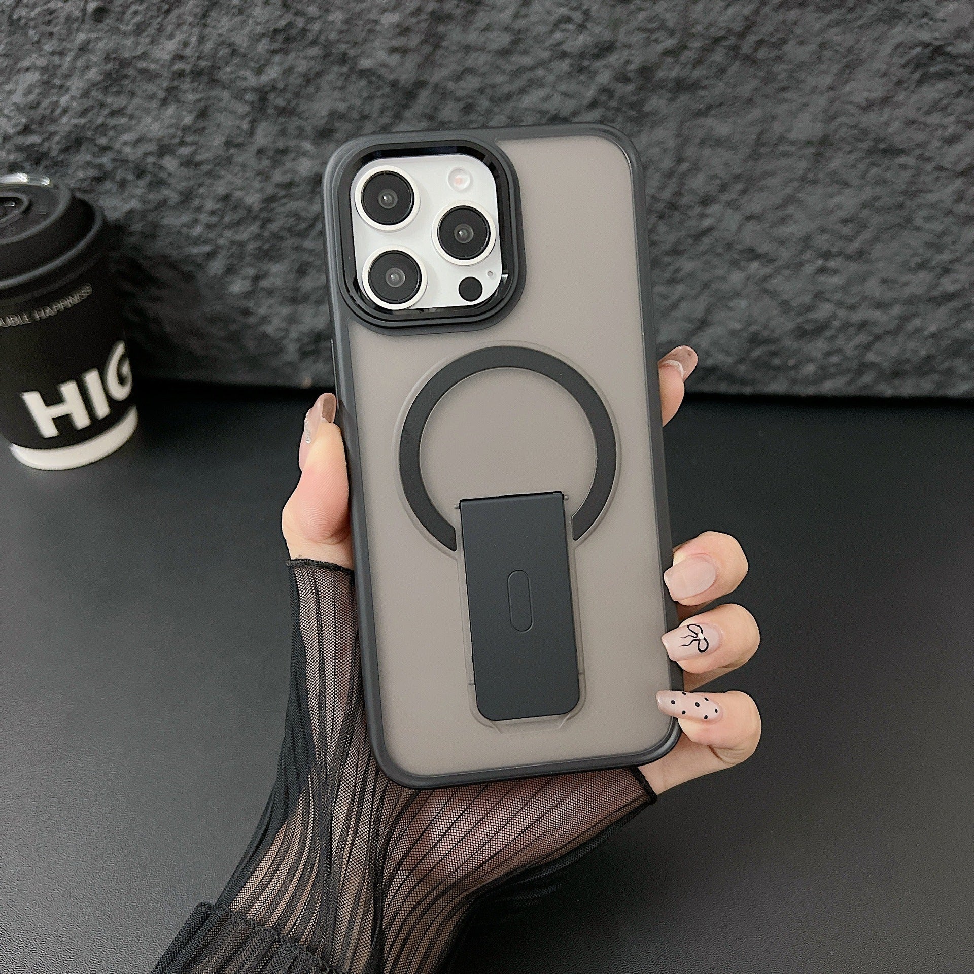 Metal Lens Skin-sensitive Magnetic Suction Invisible Bracket Protective Cover Phone Case - Metal Lens Invisible Bracket