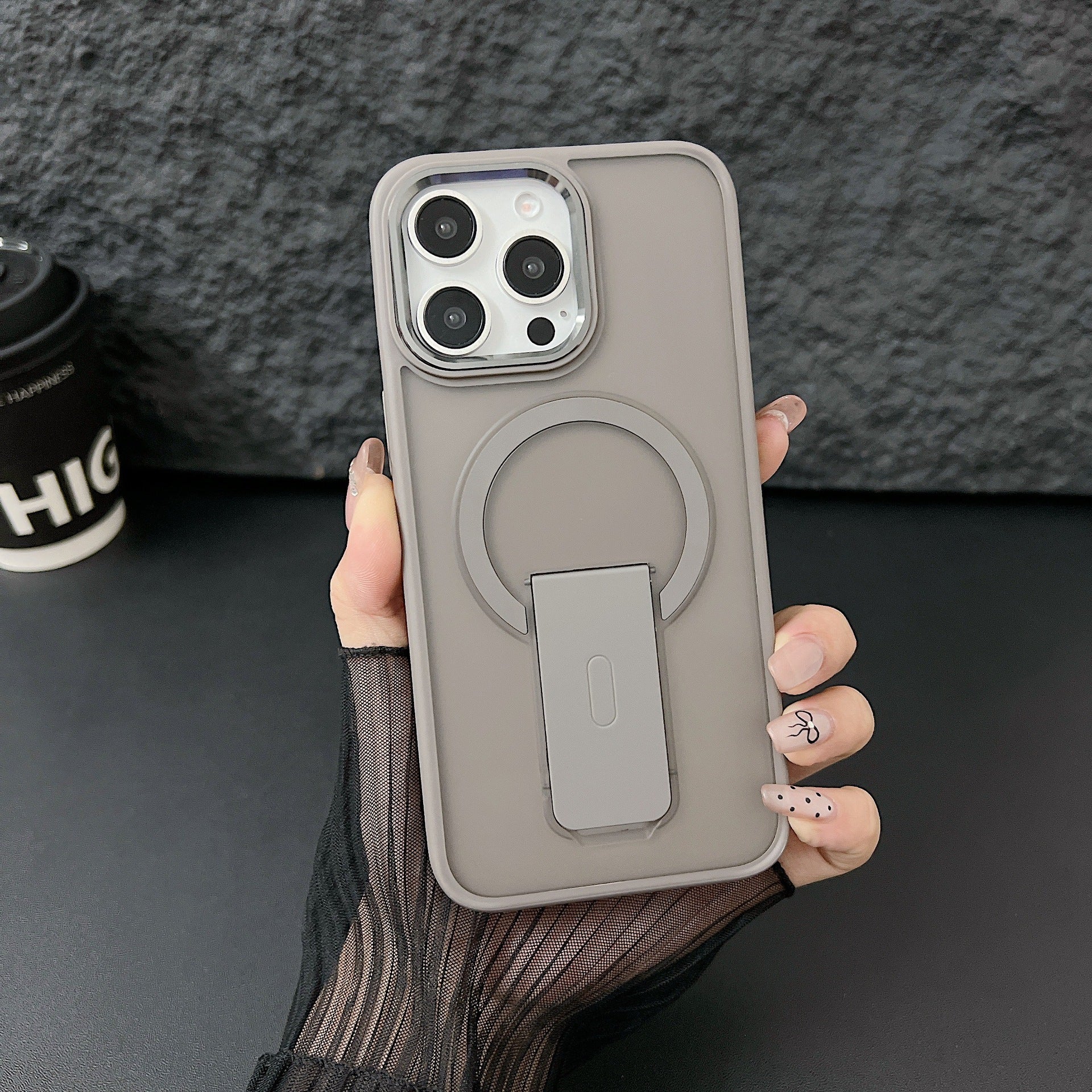 Metal Lens Skin-sensitive Magnetic Suction Invisible Bracket Protective Cover Phone Case - Metal Lens Invisible Bracket