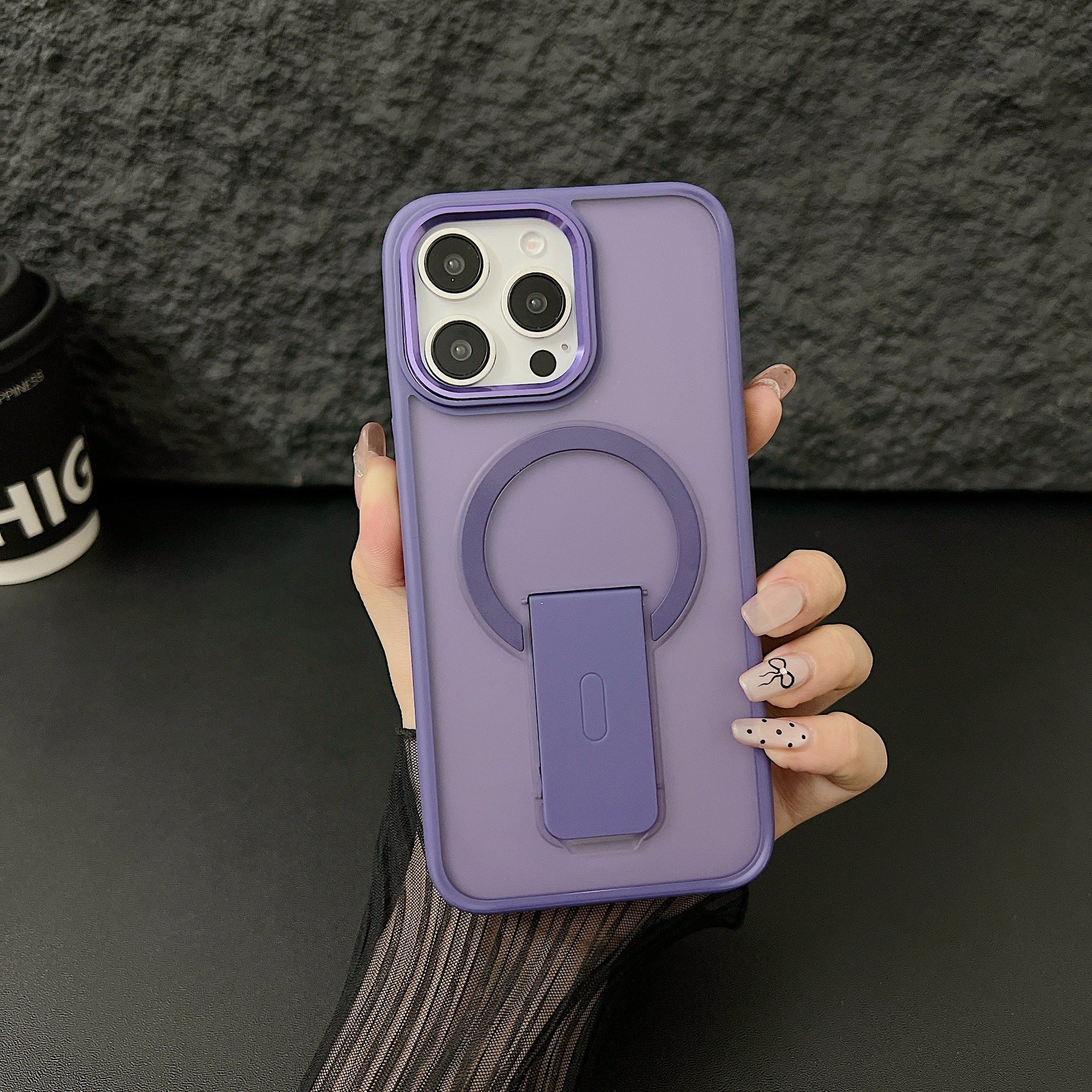 Metal Lens Skin-sensitive Magnetic Suction Invisible Bracket Protective Cover Phone Case - Metal Lens Invisible Bracket