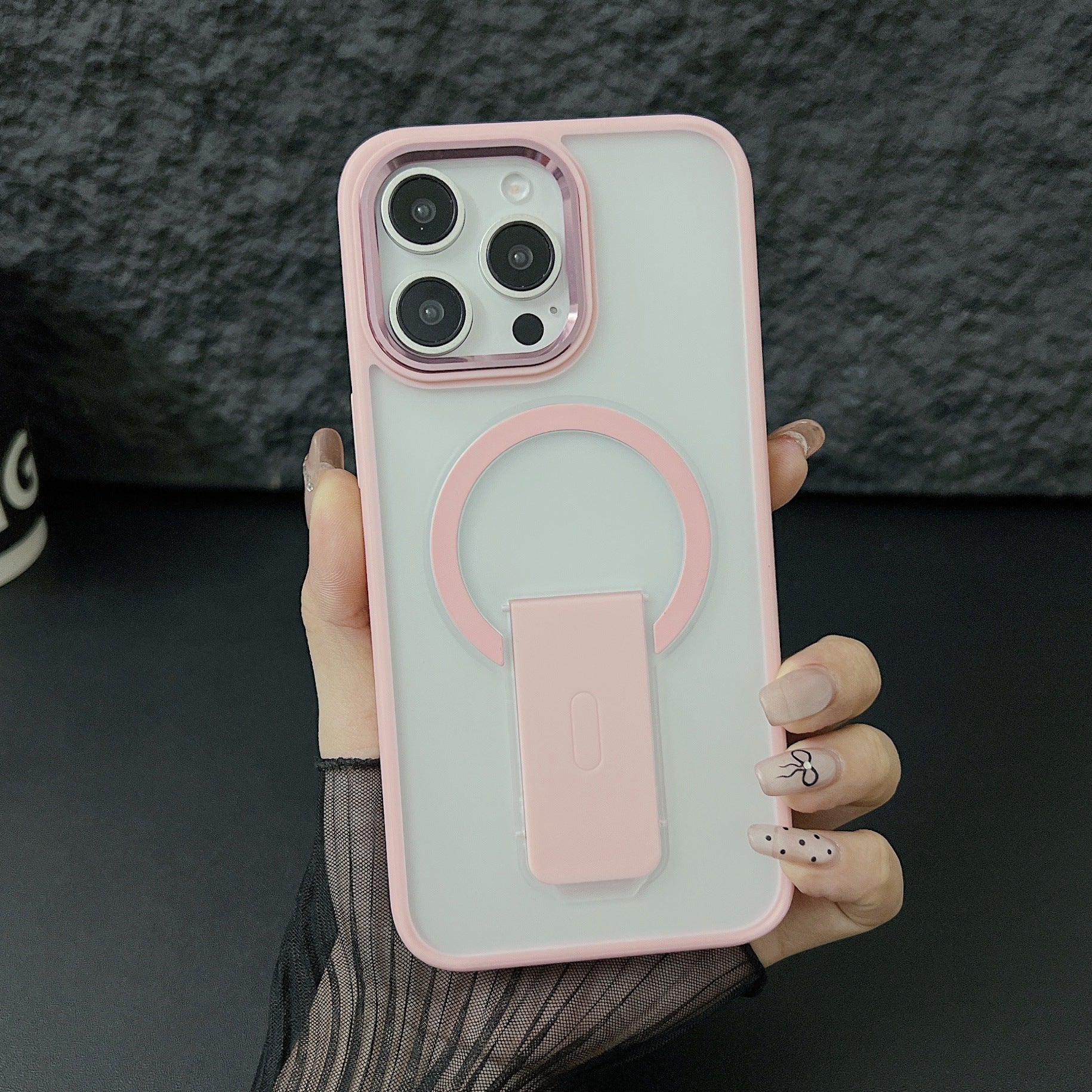 Metal Lens Skin-sensitive Magnetic Suction Invisible Bracket Protective Cover Phone Case - Metal Lens Invisible Bracket