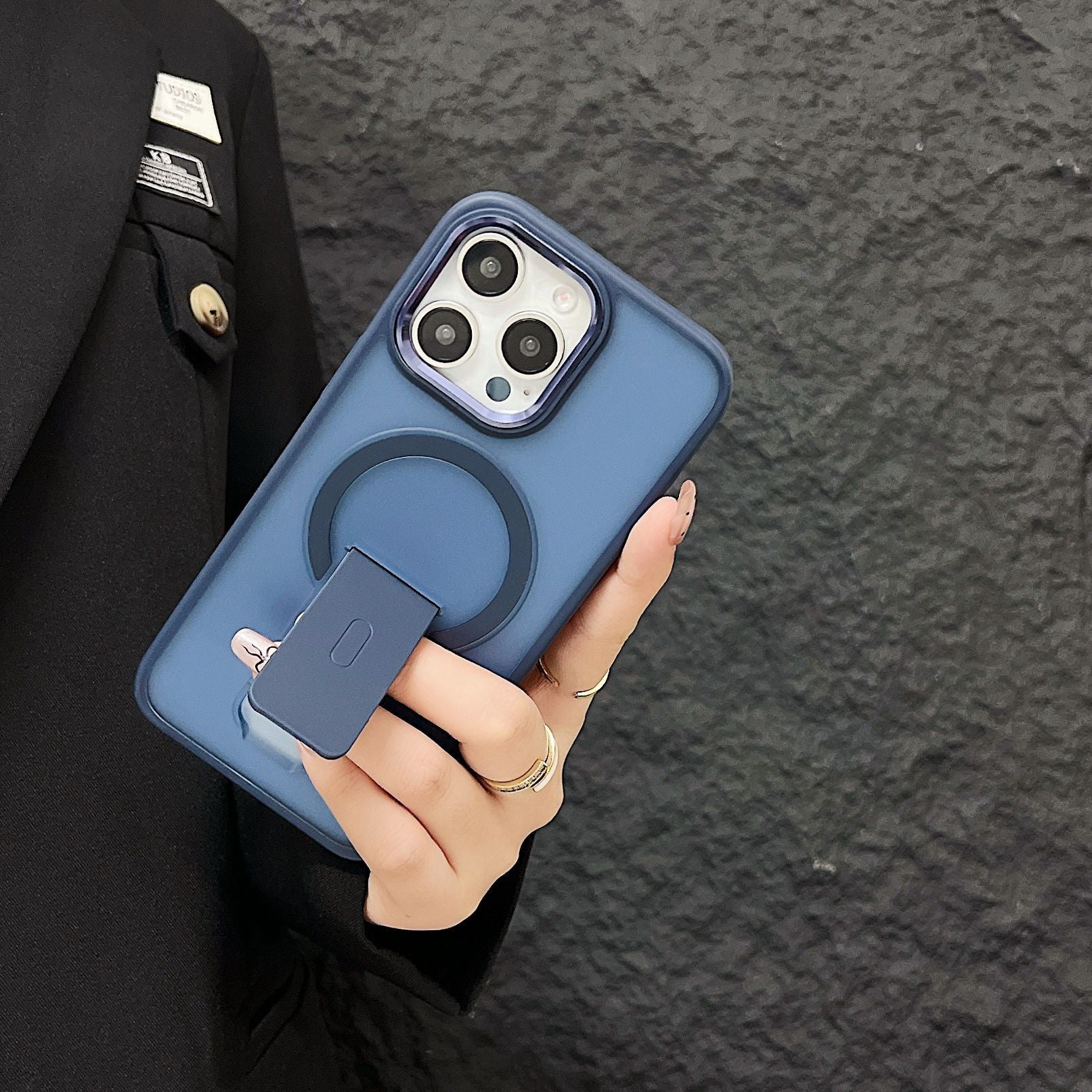 Metal Lens Skin-sensitive Magnetic Suction Invisible Bracket Protective Cover Phone Case - Metal Lens Invisible Bracket