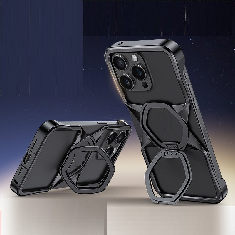 Metal Ring Hexagon Phone Case for iPhone 14 Pro Max with Heat Dissipation - iPhone14 metal ring hexagon phone case