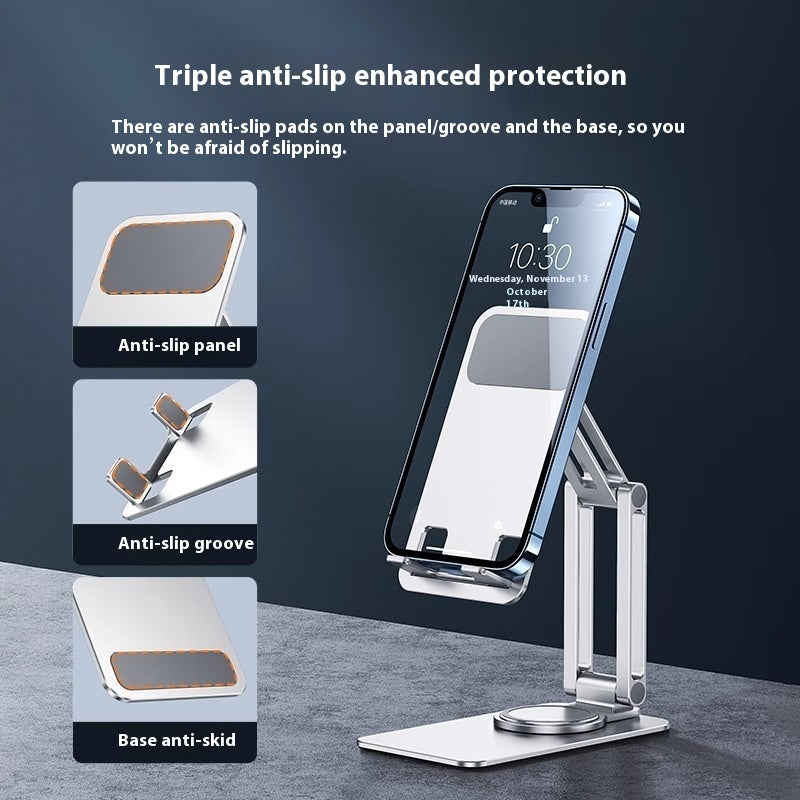 Metal Rotating Mobile Phone Stand with Aluminum Alloy Foldable Design - metal rotating mobile phone bracket aluminum